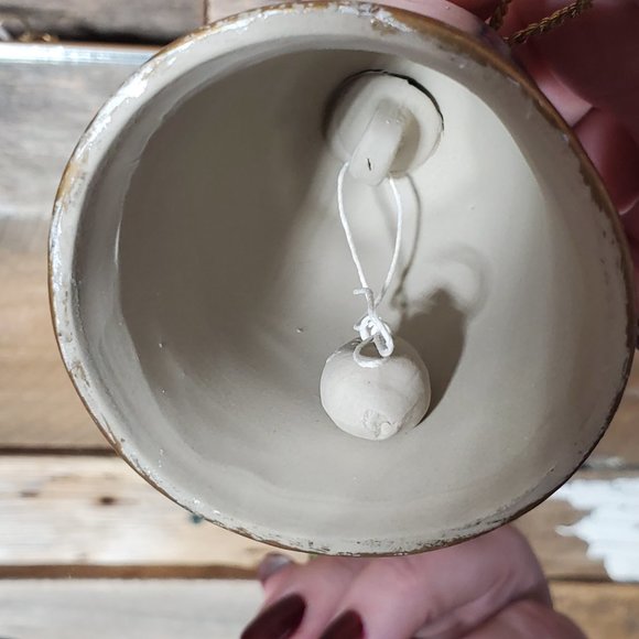 Handpainted Clay Christmas Bell Ornament - Winter Scene - Picture 2 of 6